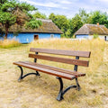 REKORD Gartenbank 170 × 59 × 73 cm Robuste Parkbank aus Metall und Holz mit Rückenlehne