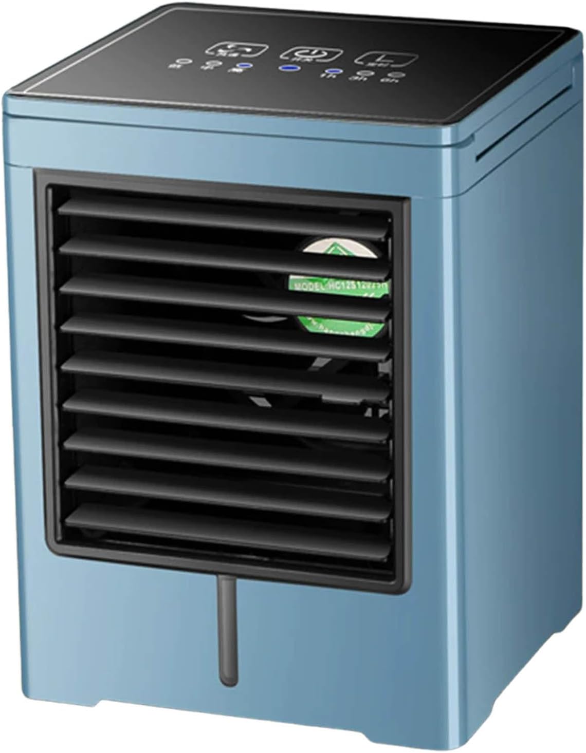 Generic Verdunstungskühler Windstufen Touchscreen Mobile Klimaanlage, tragbarer USB Kühlventilator für Zimmer, Timer, Display, Blau/Schwarz