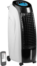 Sichler Haushaltsgeräte Verdunstungskühler: 3in1-Luftkühler, Ventilator, Bett, Terrasse, 24 Stunden, 60,4 dB, 10,2 m, 800 ml, 36,4 cm, 8,6 kg, LED
