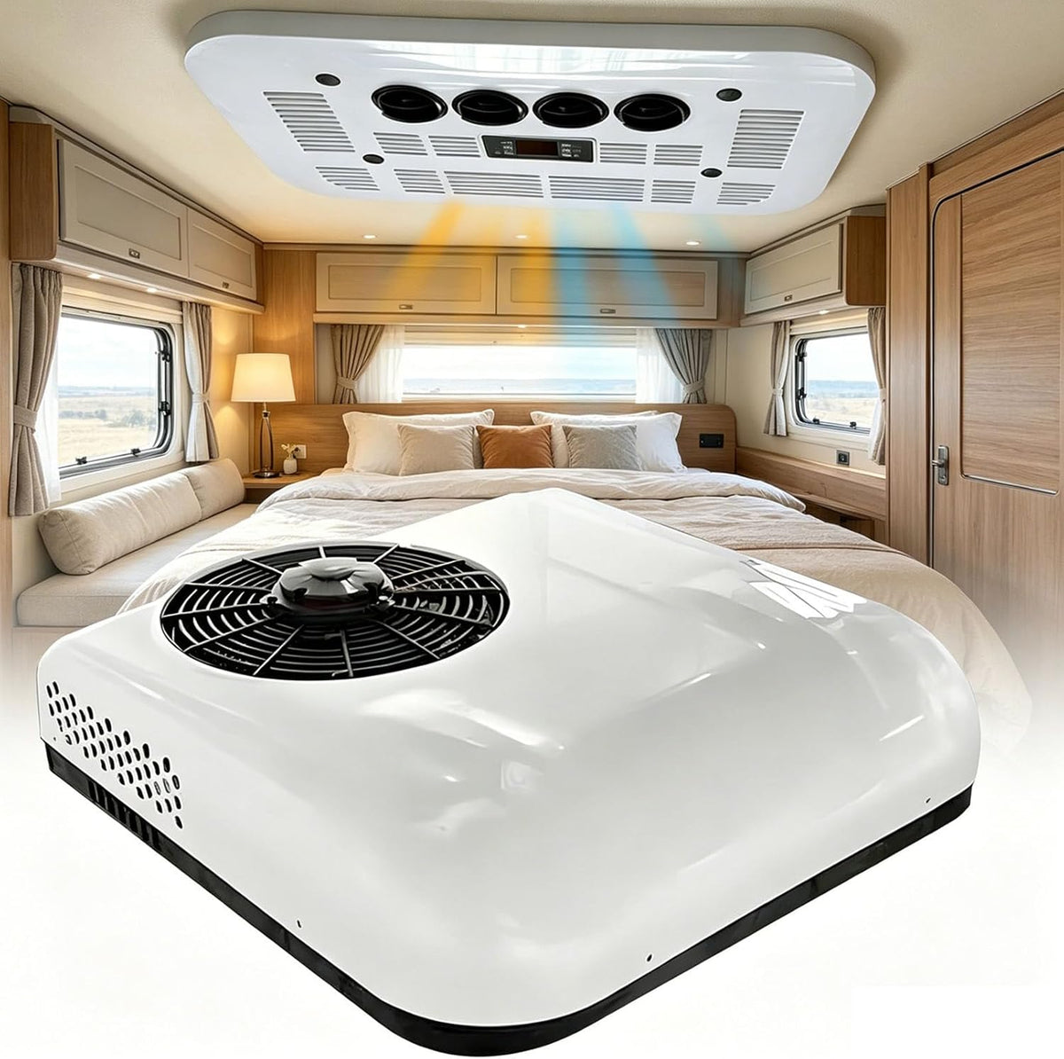 levigationlu Wohnmobil Dachklimaanlage, 2200W Klimaanlage für Camper Van, unverzichtbar für Vanlife 12 v, leiser Betrieb 20 dB, 360° Luftverteilung