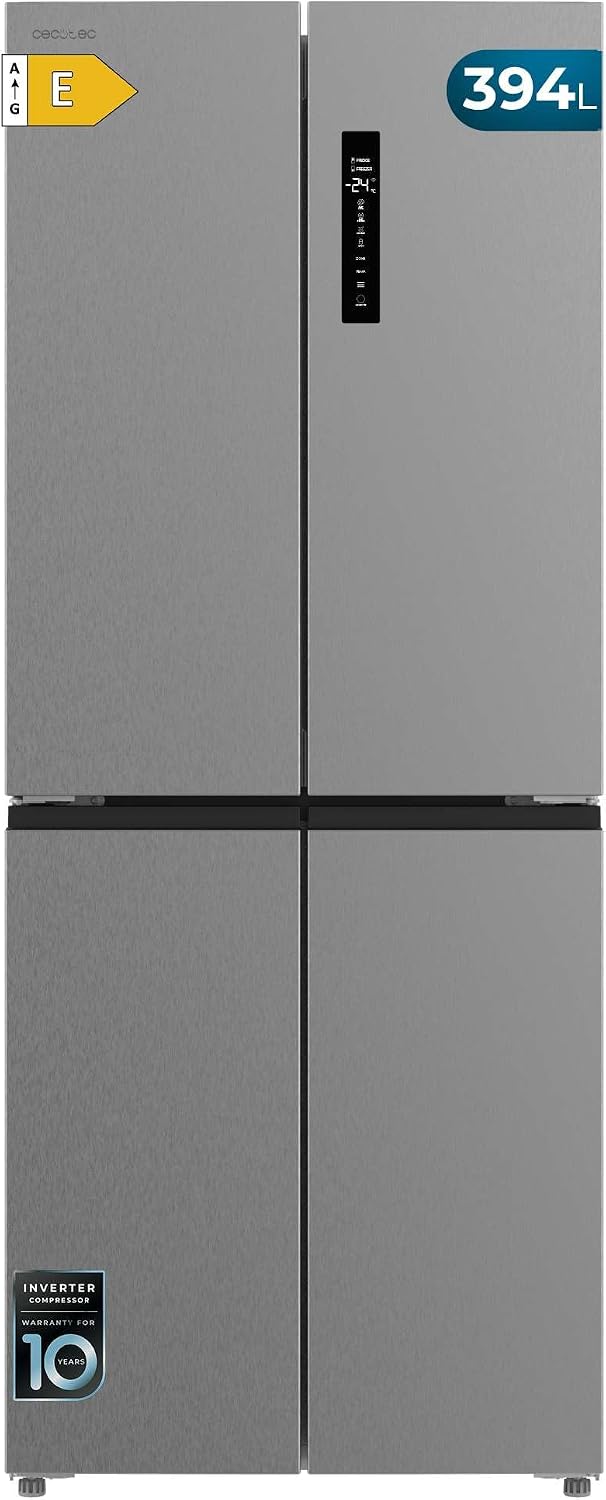 Cecotec Multi-Door Kühlschrank Bolero CoolMarket 4D 394 Inox E. Inverter-Kompressor, Automatisch, 32 °C, 4 Stunden, 394 l