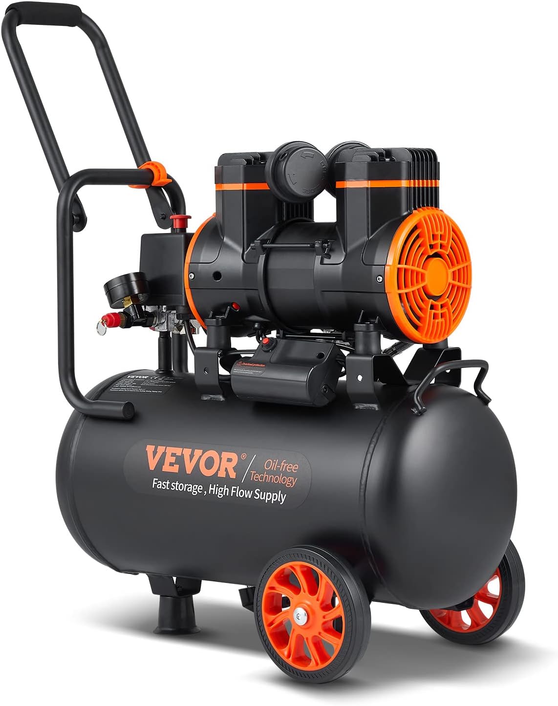 VEVOR Kompressor 24 l Silent Druckluftkompressor, Schlagschrauber, 94 l, 6,2 Bar, 150 °C