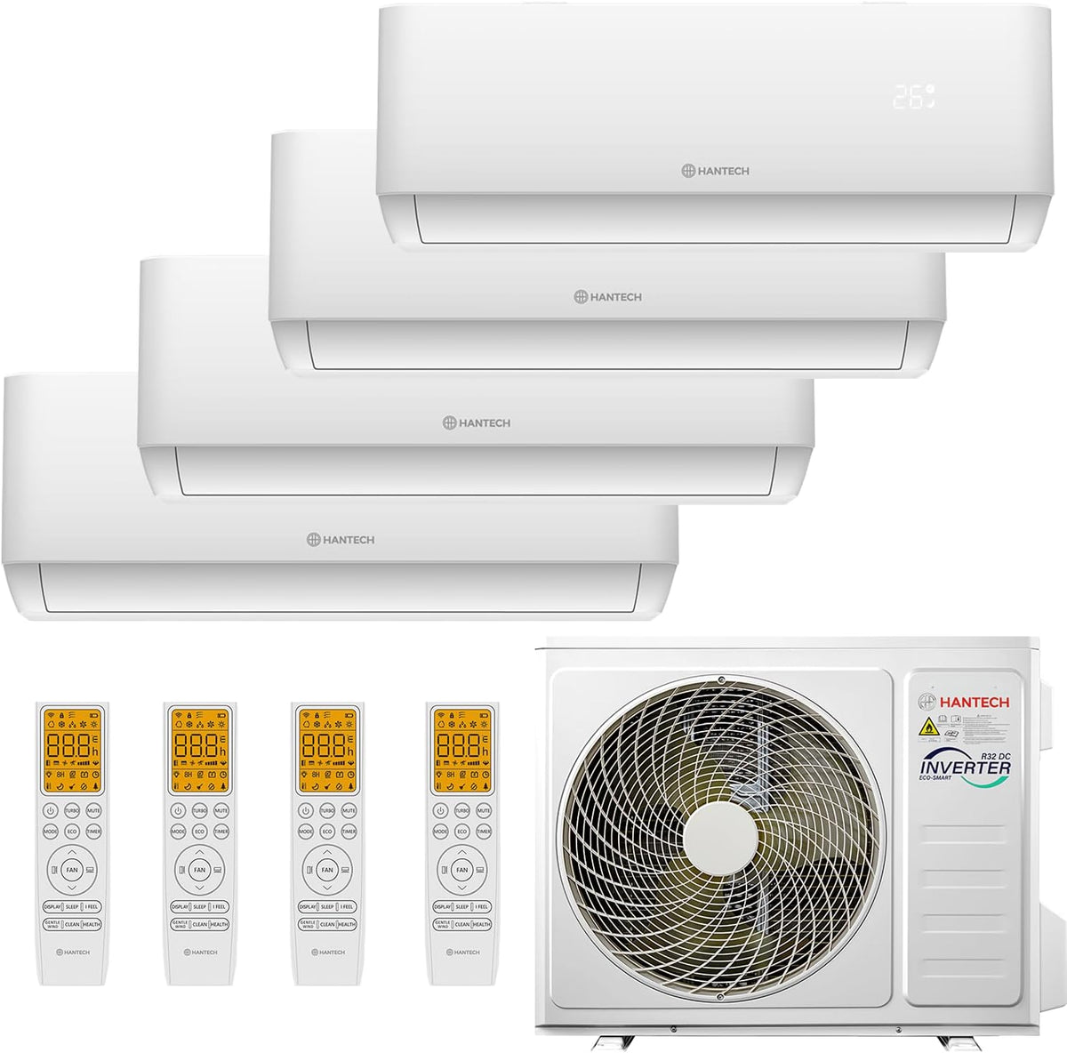 HANTECH Multisplit Klimaanlage, 3m, 8 °C, 192 mm, 8 kg, 276 mm, 22 kg
