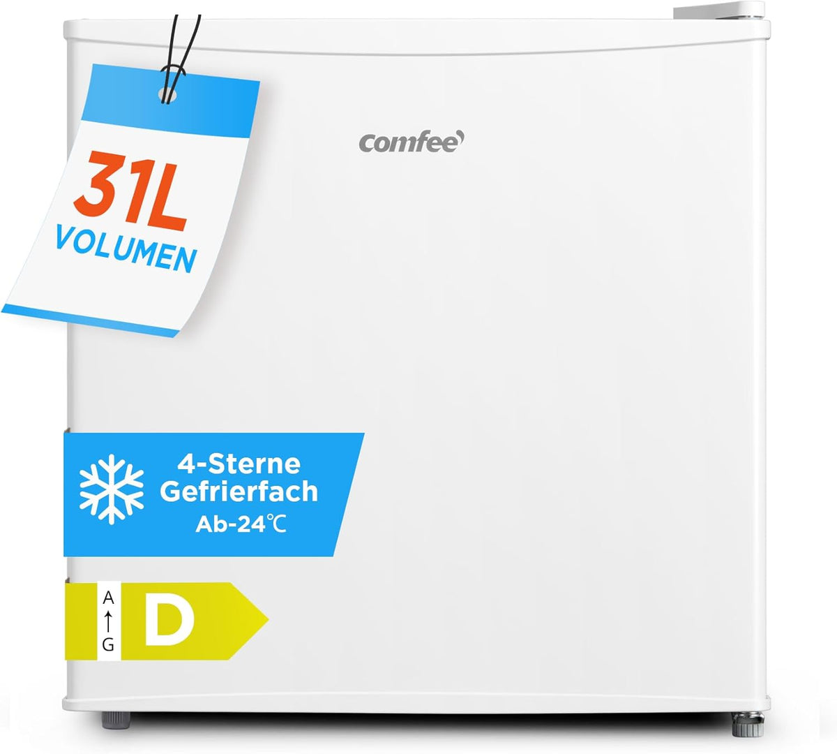COMFEE RCU40WH3EU(E) 31 l Mini Gefrierschrank (-24 °C) mit Inverter-Kompressor, Automatisch, 39 dB, 49,2 cm