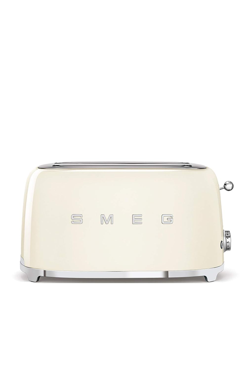 Smeg TSF02CREU 4-Scheiben-Toaster im Retro-Design, 2 Schlitze für 4 Scheiben, 2 × 4 TSF02CREU -Toaster, 6 Vergoldungsniveaus, 2 lange Schlitze