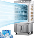 Generisch Verdunstungsluftkühler Ventilator, 45 L, Verdunstungskühler für Büro- & Lagerkühlung, Fernbedienung, Timer, Luftbefeuchtung, Silber/Weiß