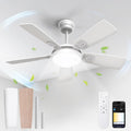 BLITZWILL Deckenventilator mit Beleuchtung, 6 Geschwindigkeiten, 3 Farben Dimmbar, 106 cm, Fernbedienung, App-/WLAN-Steuerung, Timer, Weiß/Holz