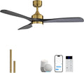 Sofucor Smart Deckenventilator mit Beleuchtung, Schlafzimmer, 132 cm, 3,5 m, 6,5 m, Massivholz, Schwarz