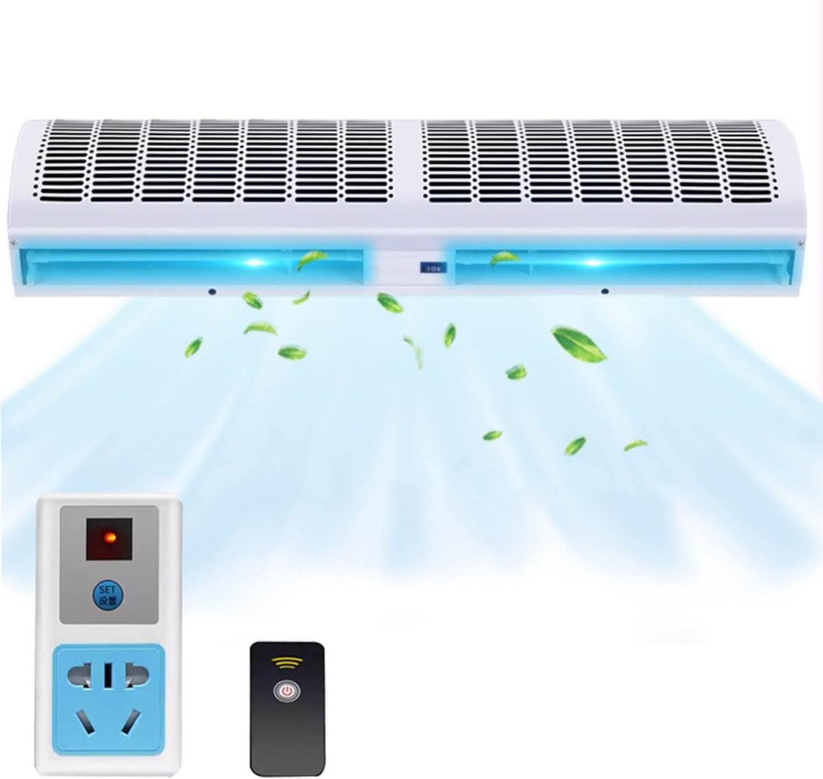 MQDLJSE Tür- und Wandventilator, zweistufige Fernbedienung, für Supermärkte, geräuscharmer, natürlicher Luftstrom, leise, Restaurants, verstellbar