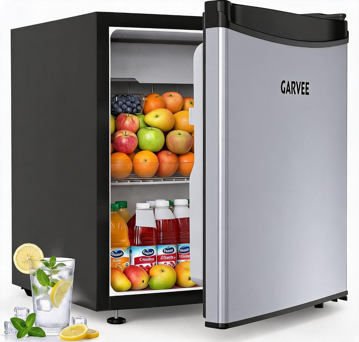 Garvee Leiser Mini Kühlschrank 45 l, Getränkekühlschrank, Optisch, Schlafzimmer, 0–18 °C, 41 dB, 0,5 kWh
