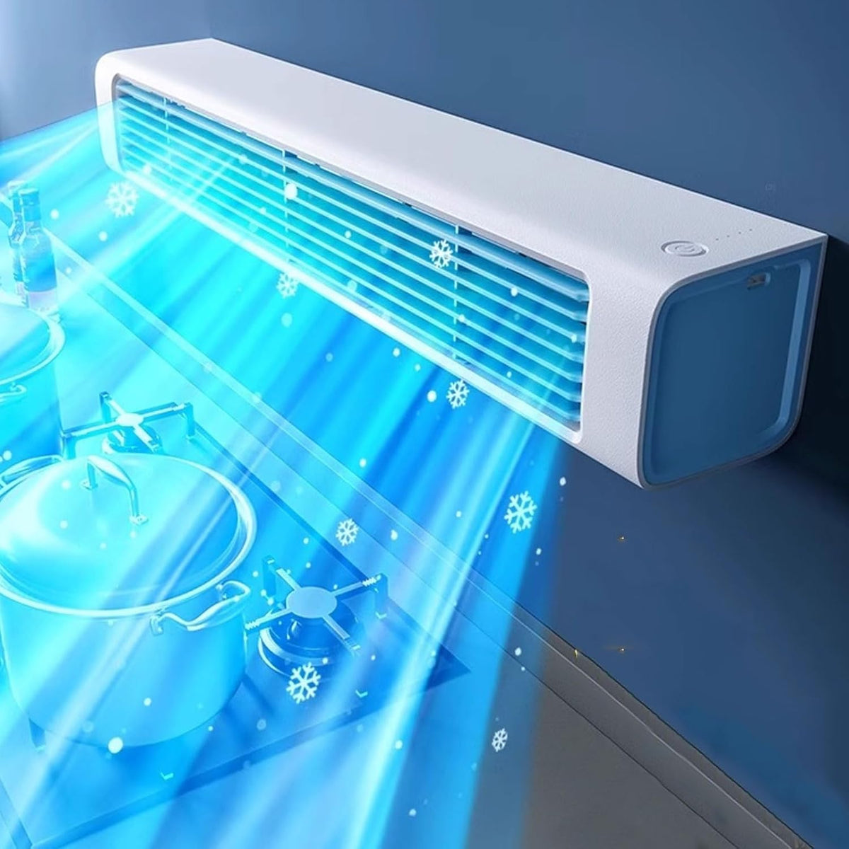 Generisch Kabelloser Raumkühler Fernbedienung Mobile Klimaanlage, 3 Stufen, für Schlafzimmer und Büro, langer Luftauslass, Oszillation, Weiß/Blau