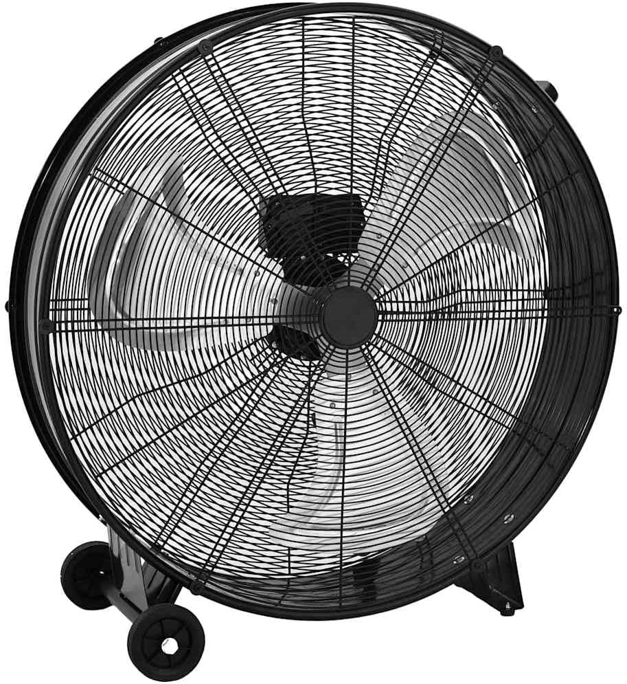 VidaXL Trommelventilator, Mehrzweck-Trommelventilator, Bodenventilator, 82 cm, 77 cm, 220-240 V, 185,7 W, Aluminium, Schwarz