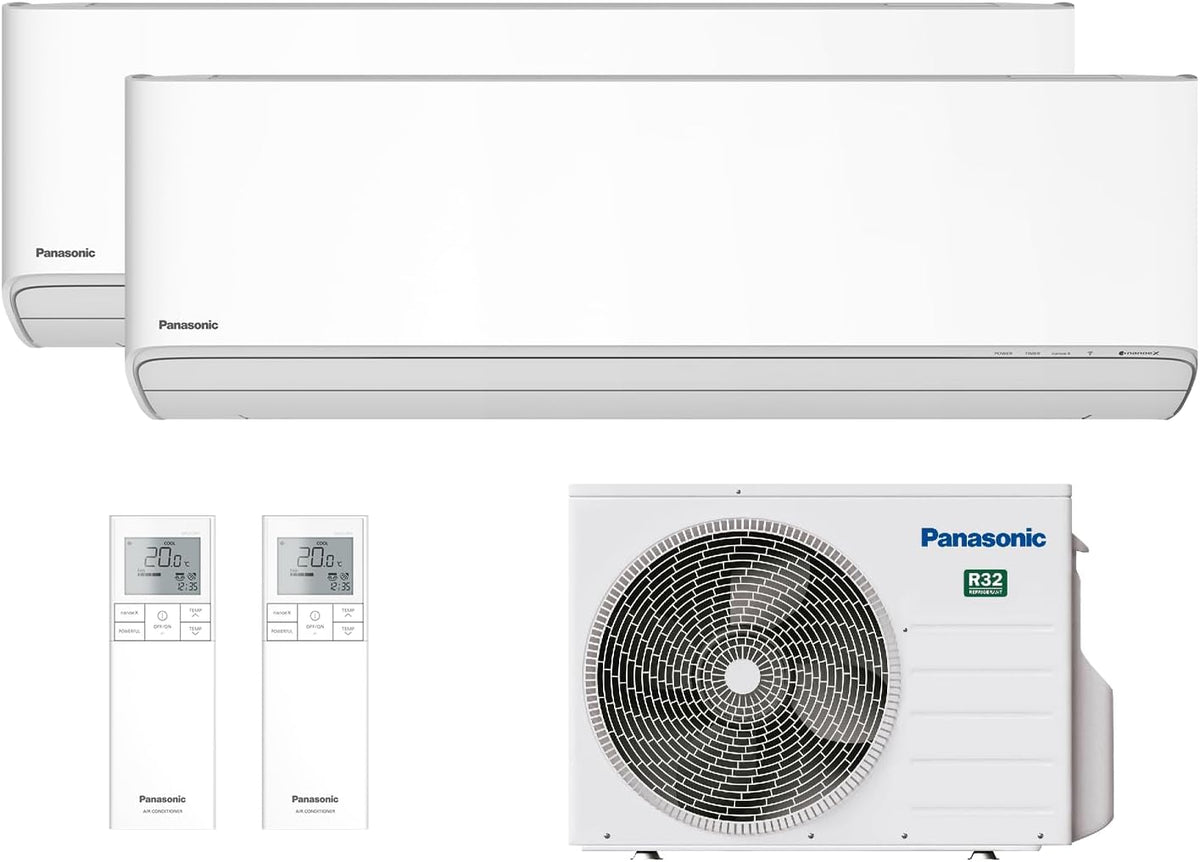 Panasonic - dual-split-klimaanlage etherea r32 12000+12000 btu a+++ mit wifi nanoex, 24 Stunden, App