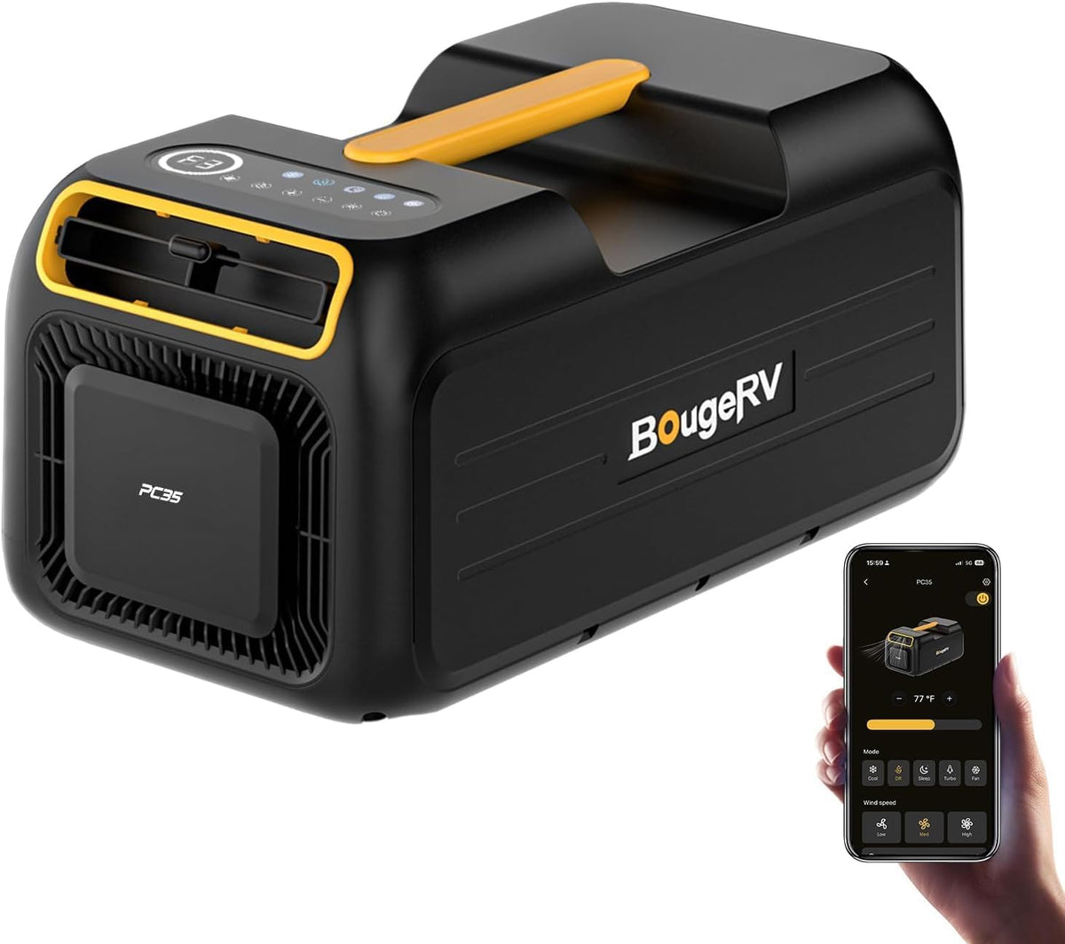 BougeRV 2026 PC35 Mobile Klimaanlage, Ventilator, Outdoor-Klimaanlage, Wohnmobil, 100 V, 240 V, 10 Minuten, 10 °C, 16 °C