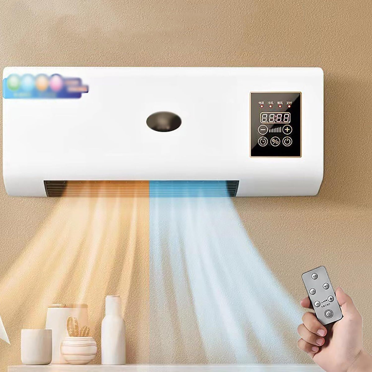 BKSXSOP Mini-Klimaanlage Mobile Klimaanlage, 8-Stunden-Timer, 55 × 24 × 12 cm, 000 W, 220 V, Wandmontiertes Heiz- und Kühlgerät mit Fernbedienung