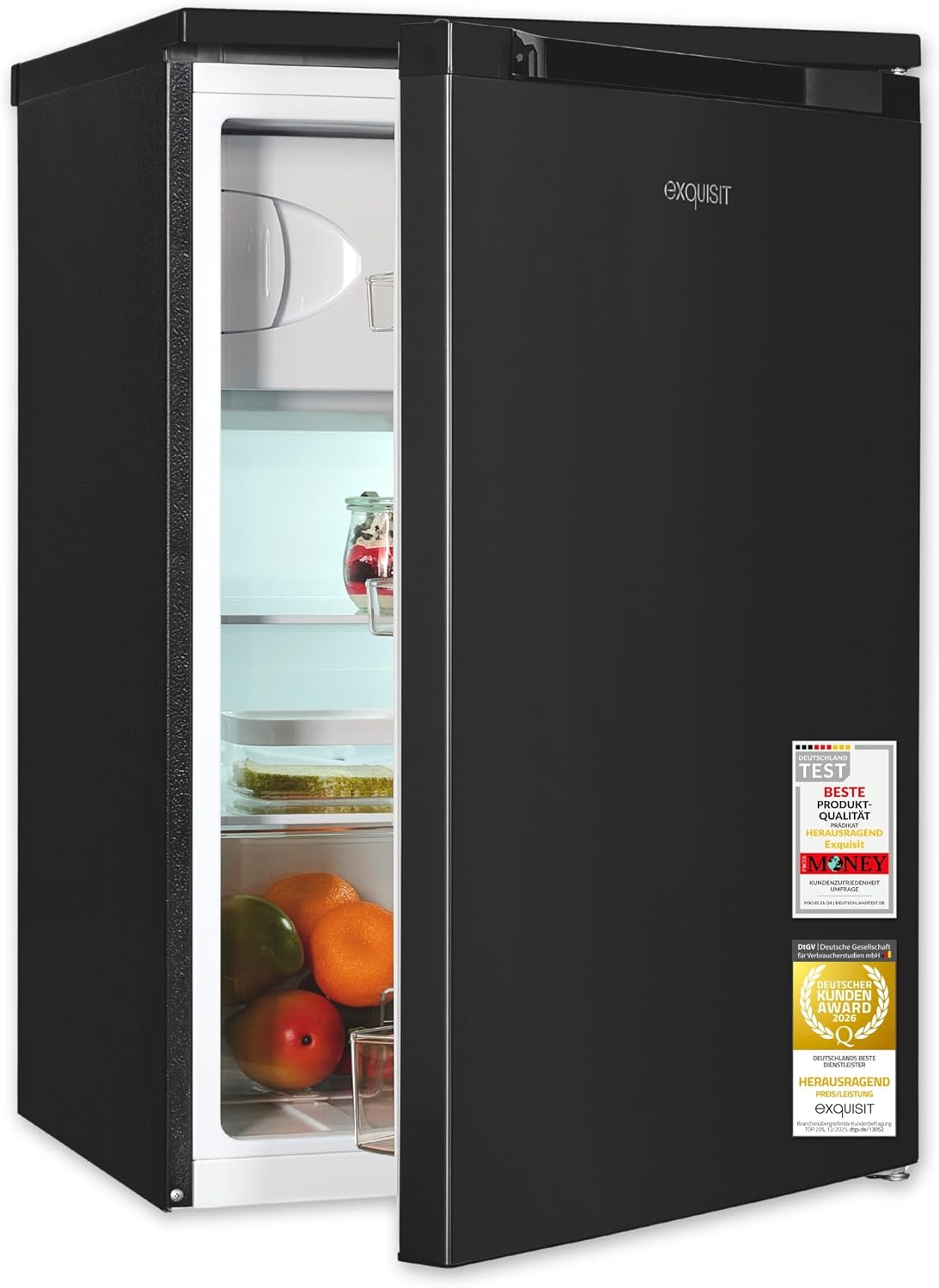 Exquisit Kühlschrank mit Gefrierfach, Praktisch, 37 dB, 87 kWh, 55,7 cm, 107 l, 94,0 l