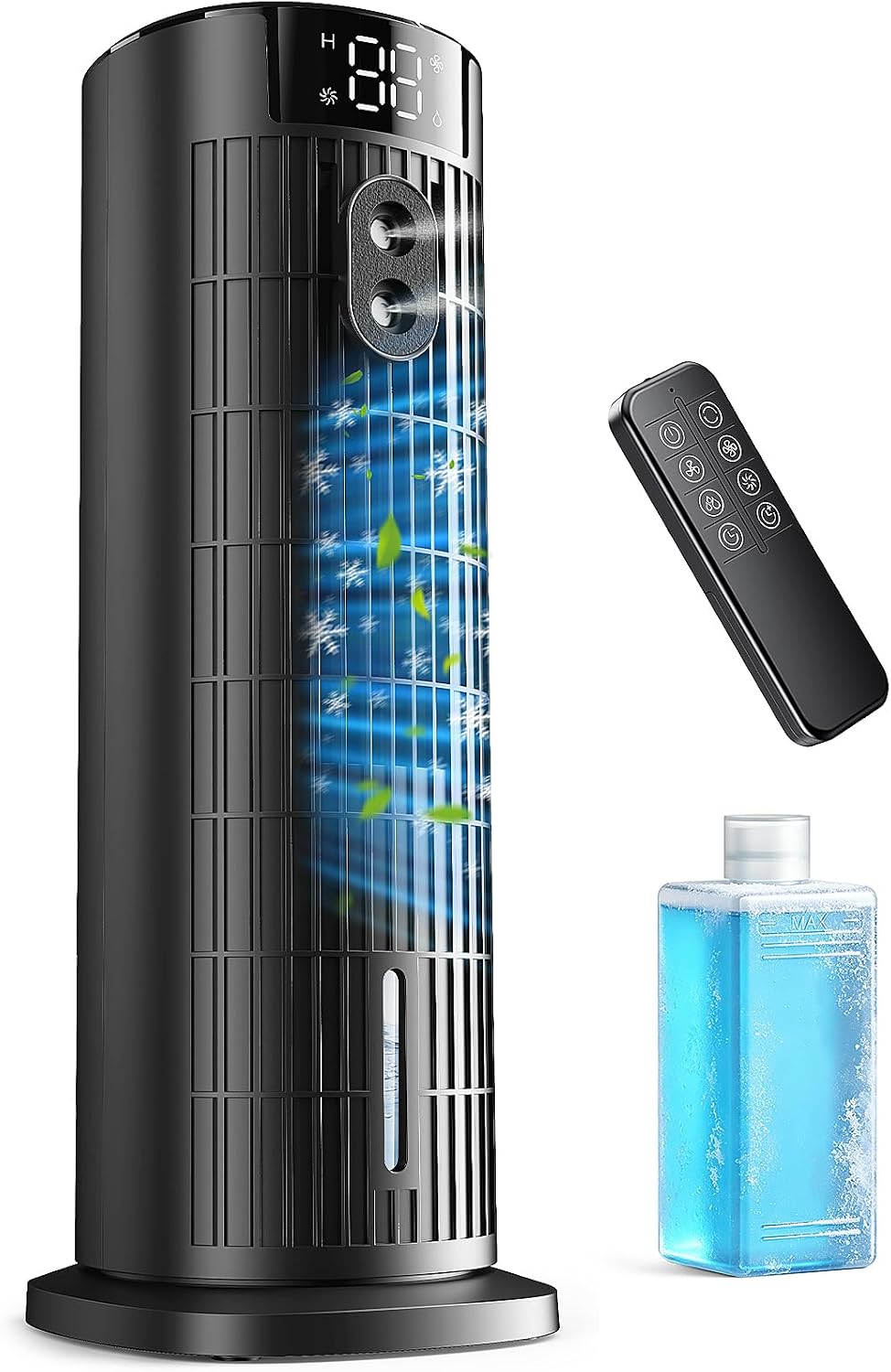 CoamoTrail Mobile Klimaanlage, 4-in-1 Luftkühler Tragbar, Leiser Air Cooler mit 2-10h Timer, 90° Oszillation & 4 Stufen, 35 dB, Fernbedienung