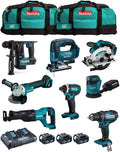 Makita MK801: 8-teiliges 18 V Profi-Werkzeug-Set (DDF482, Bohrschrauber, Schlagschrauber, 5,0 Ah