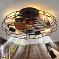 TRUYOK Deckenventilator Licht Retro LED Deckenventilator mit Beleuchtung, Fernbedienung, für Schlafzimmer Wohnzimmer Küche Beleuchtung, Schwarz