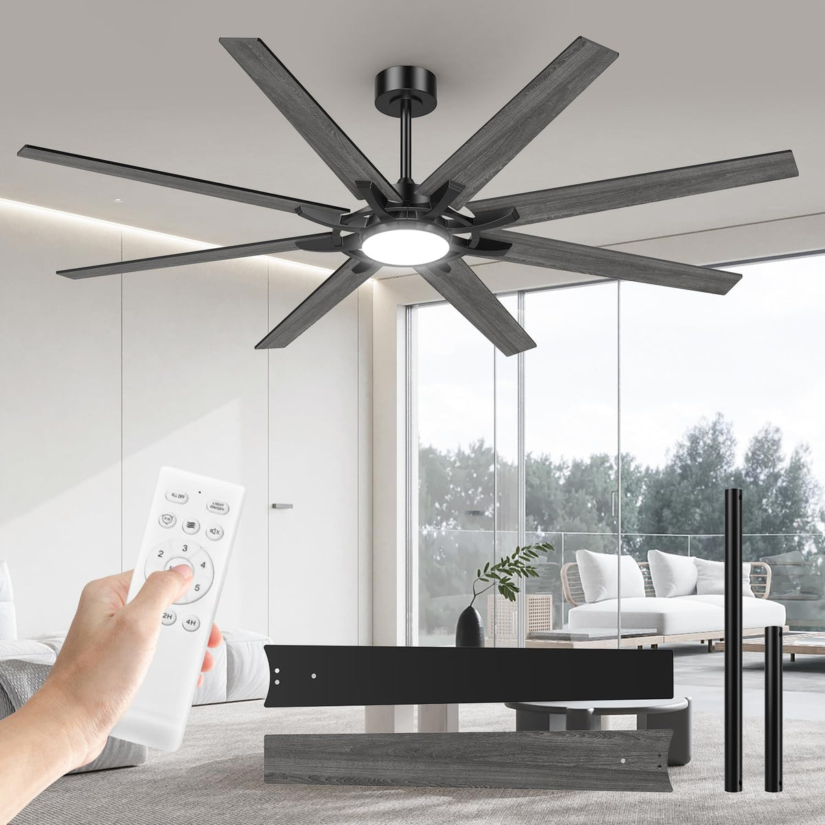 Airwit 183 cm Deckenventilator mit Beleuchtung, Schlafzimmer, 25 cm, 40 cm