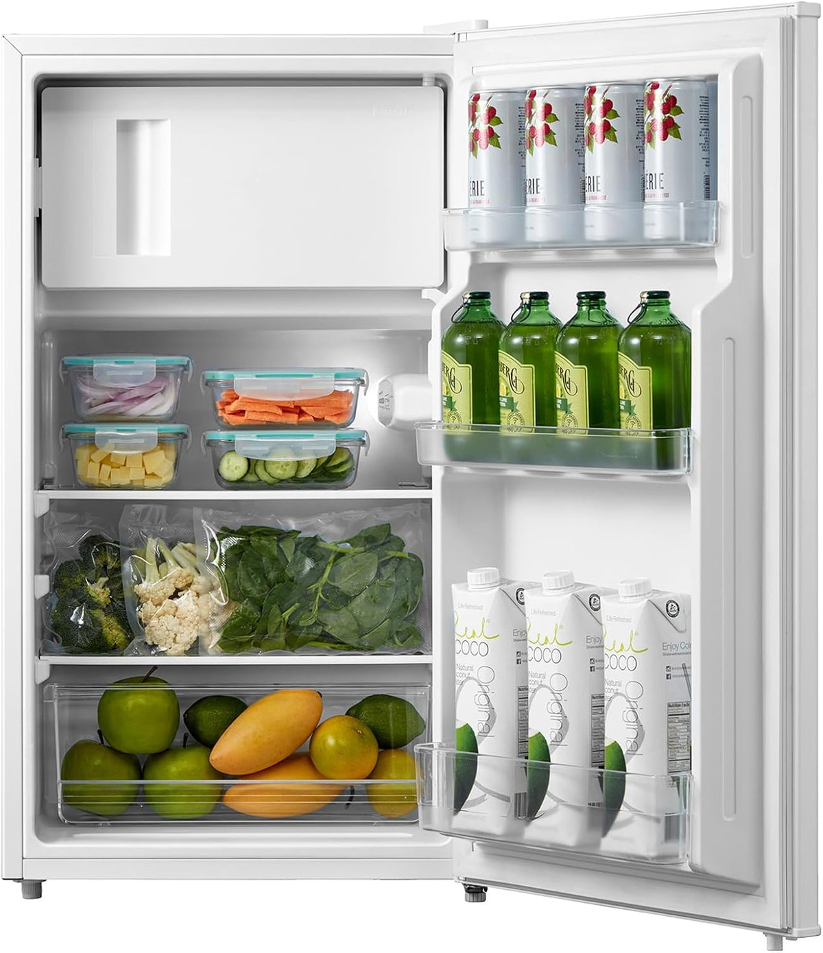 Comfee RCD80WH3(E) Kühlschrank mit Gefrierfach, 44,5 cm, LED-Beleuchtung