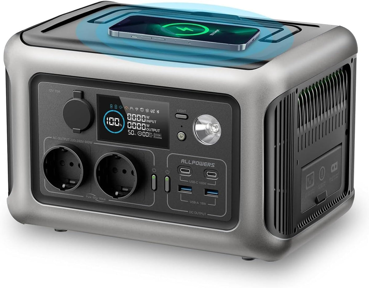 ALLPOWERS R600 Tragbare Powerstation, Camping, 299 Wh, 1 Stunde, 400 W, 220 W, 19 cm, APP