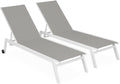 Alice's Garden - Set mit 2 ELSA Sonnenliegen aus weißem Aluminium und taupefarbenem