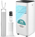SereneLife Weiß Mobiles Klimagerät 9000 BTU 2,64 kW für 28 m2, Klimaanlage, Ventilator, Für Zuhause, Büro, 54 dB