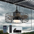 HUYOY Deckenventilator Licht Fernbedienung Deckenventilator mit Beleuchtung, für Aussen IP65 Wasserdicht Ventilator Deckenleuchte 6, LED-Beleuchtung